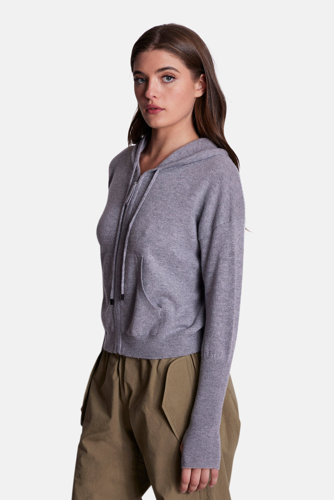 Amy Cashmere Zip Hoodie Grey