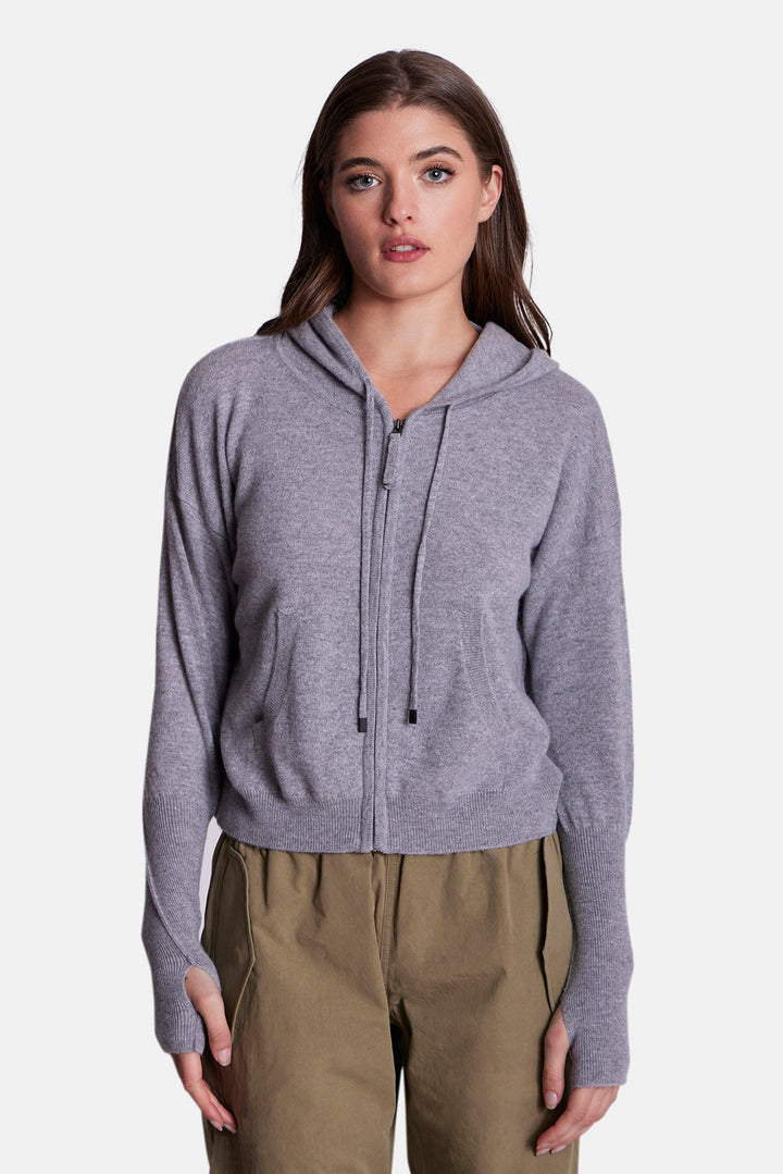 Amy Cashmere Zip Hoodie Grey