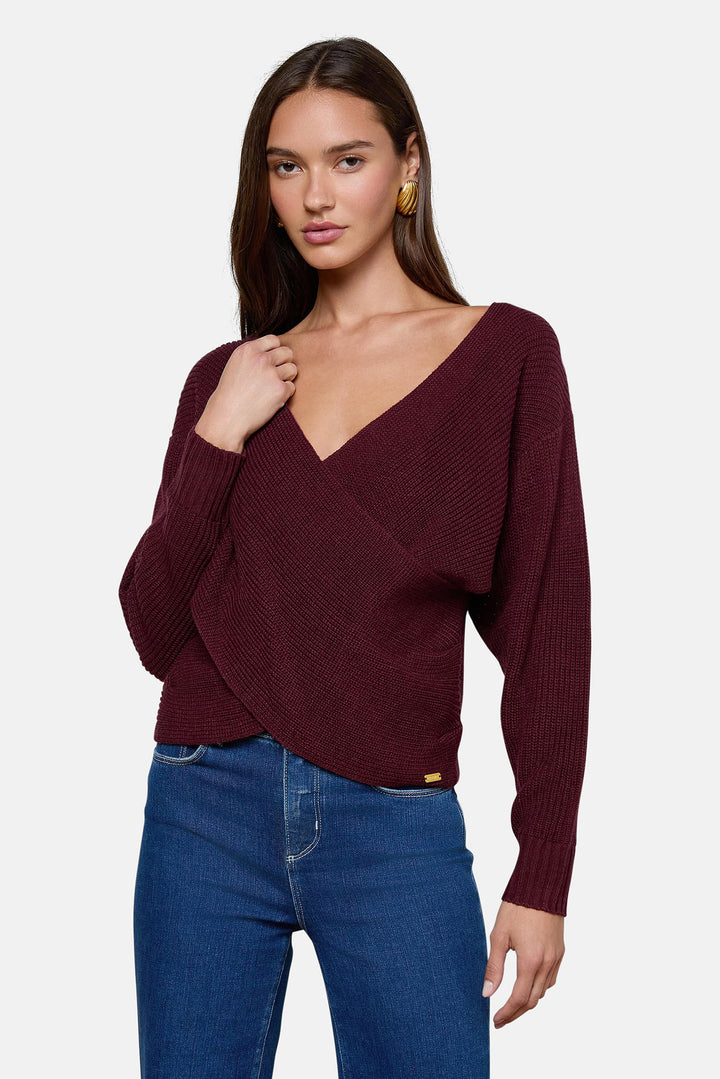 Antonella Crossover Sweater Dark Port