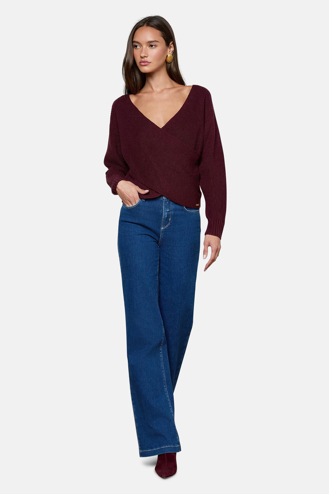 Antonella Crossover Sweater Dark Port