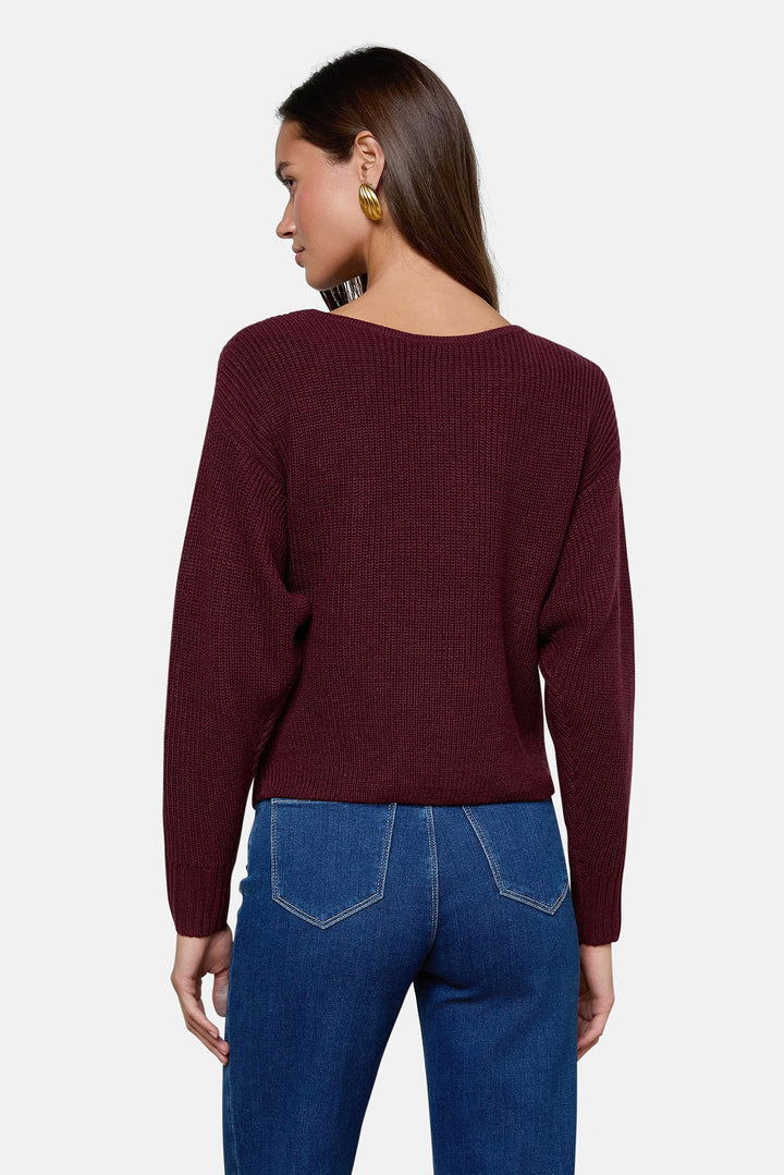 Antonella Crossover Sweater Dark Port