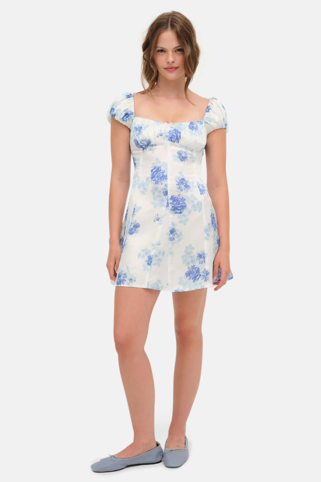For Love & Lemons Antonia Mini Dress Blue blueandcream For Love & Lemons Antonia Mini Dress Blue blueandcream