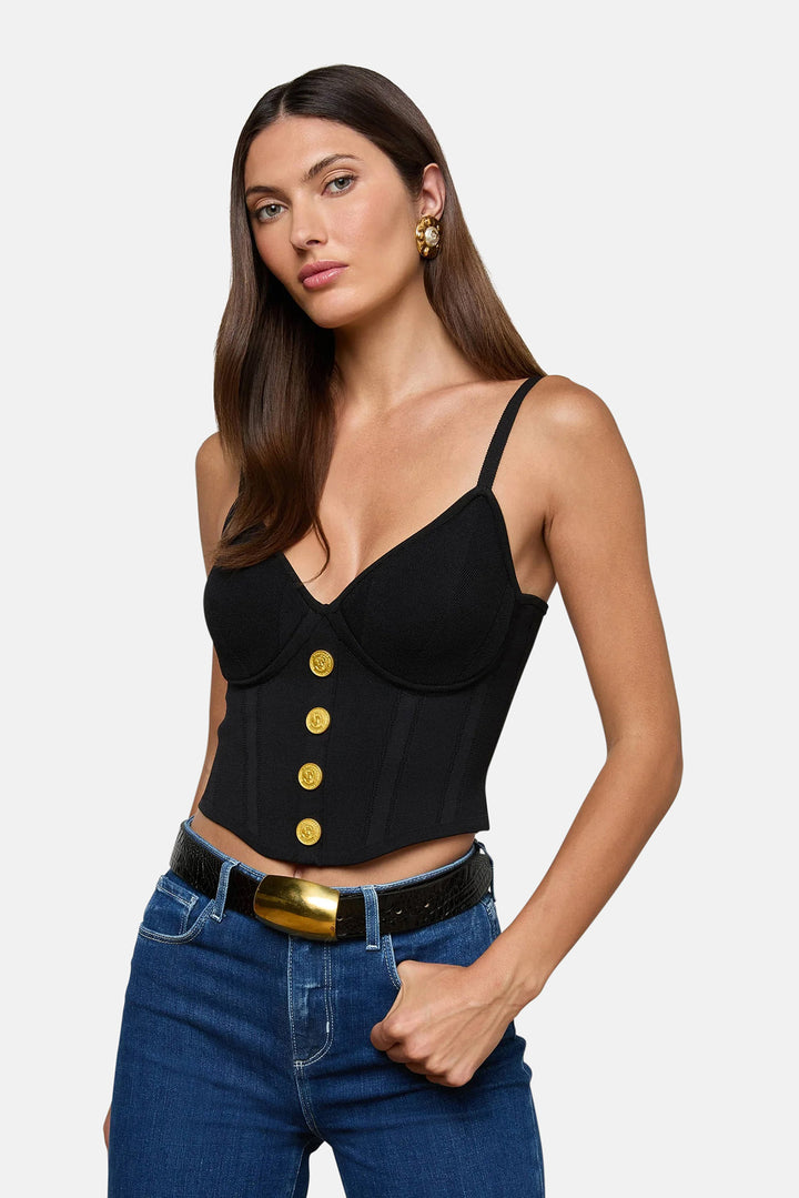 Artemis Knit Corset Top Black/Gold