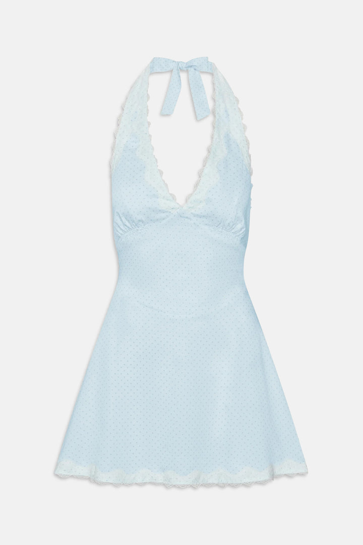 Audrey Satin Mini Dress Sweet Pea Blue