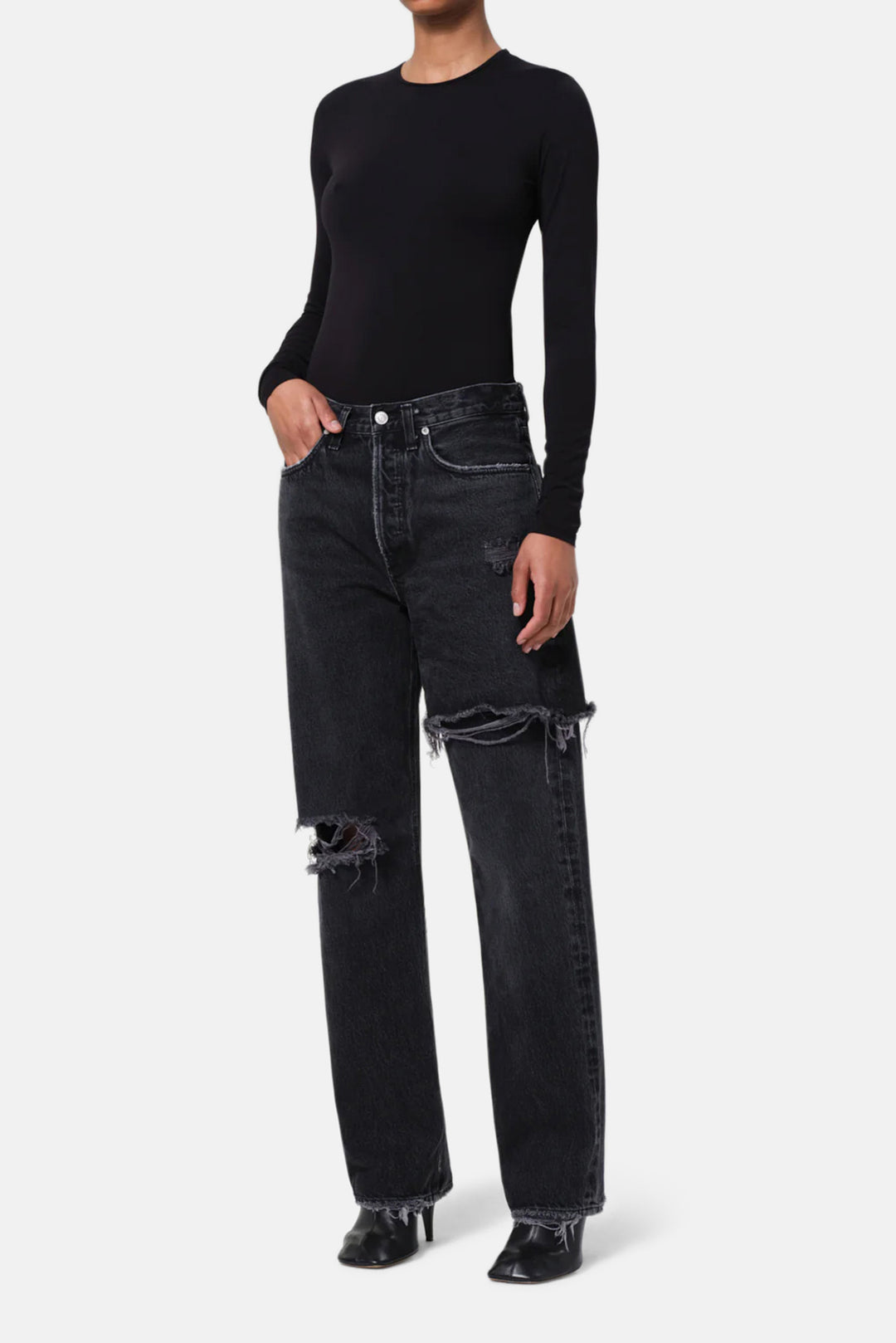 Aura Long Sleeve Bodysuit in Black