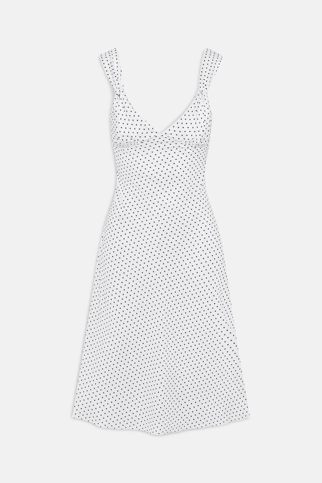 Aurora Satin Midi Dress White Polka Dot