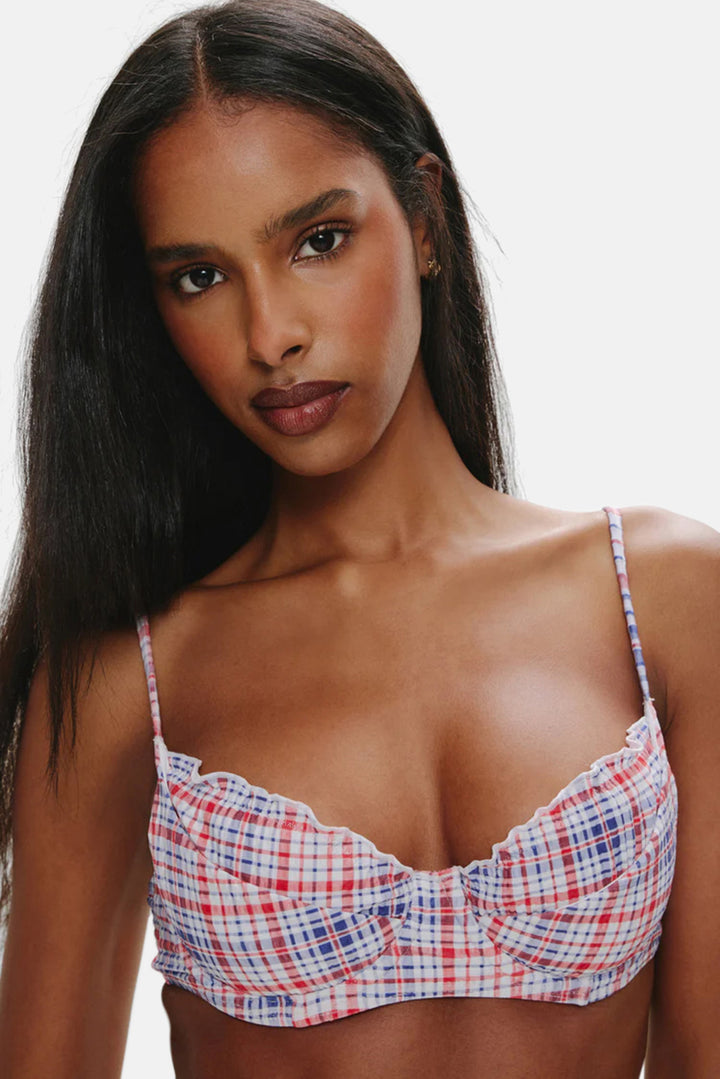 Austin Seersucker Top Americana Plaid