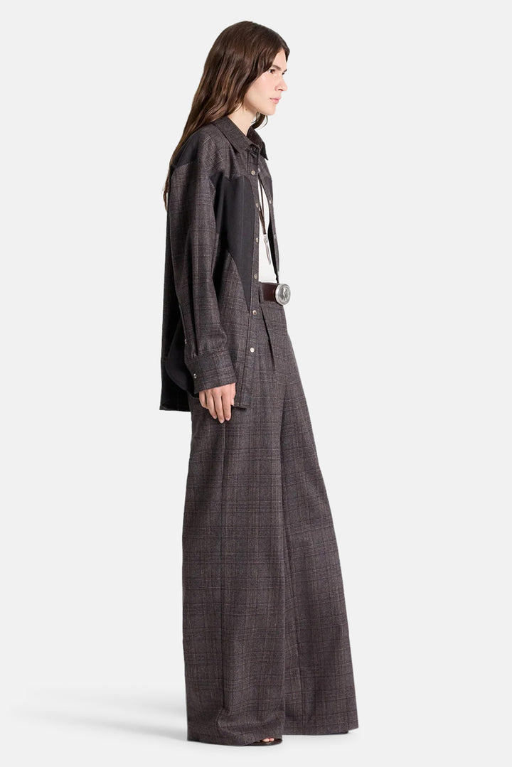 Austin Shirt in Wool Flannel Chocolate Multi/Dark Chococlate