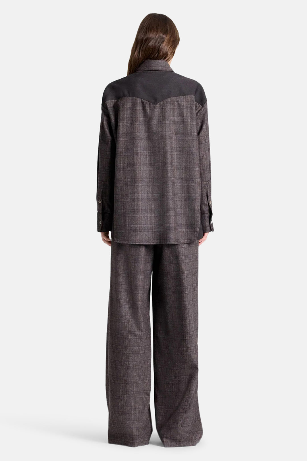 Austin Shirt in Wool Flannel Chocolate Multi/Dark Chococlate