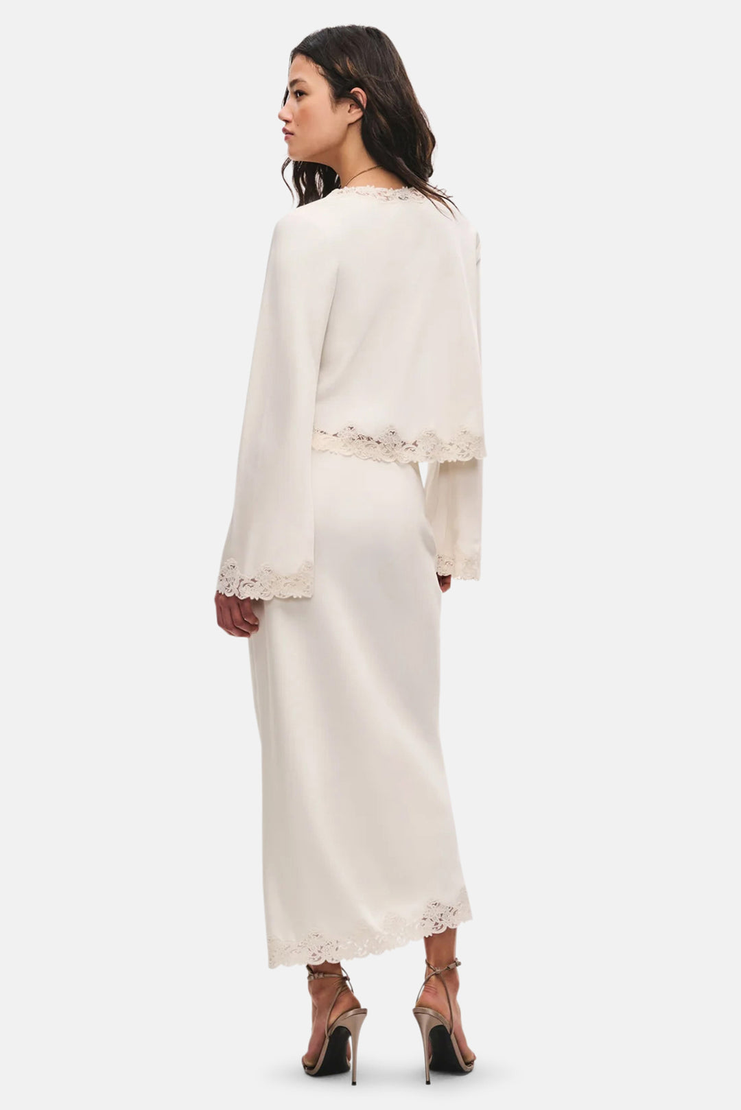 Avelaine Midi Slip Skirt Alabaster Glow