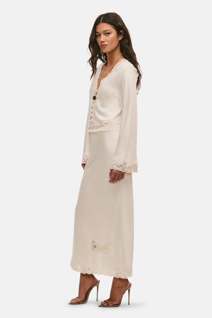 Avelaine Midi Slip Skirt Alabaster Glow