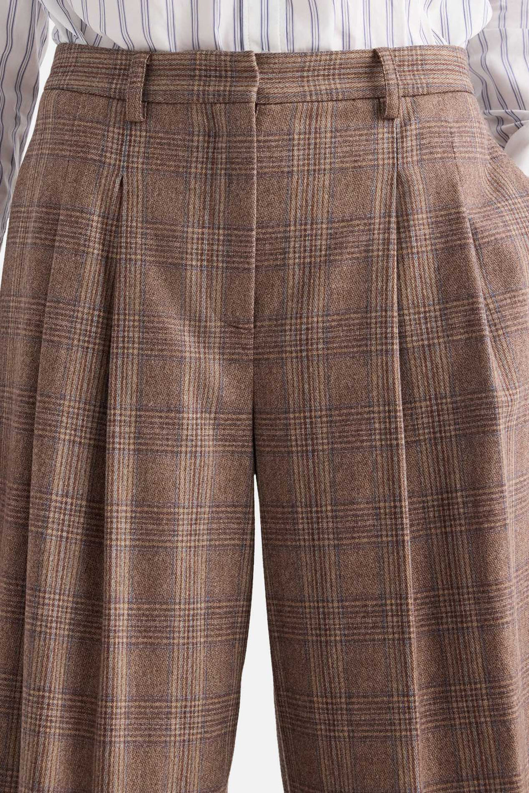 Avery Pant In Glen Plaid Wool Flannel Brown Multi