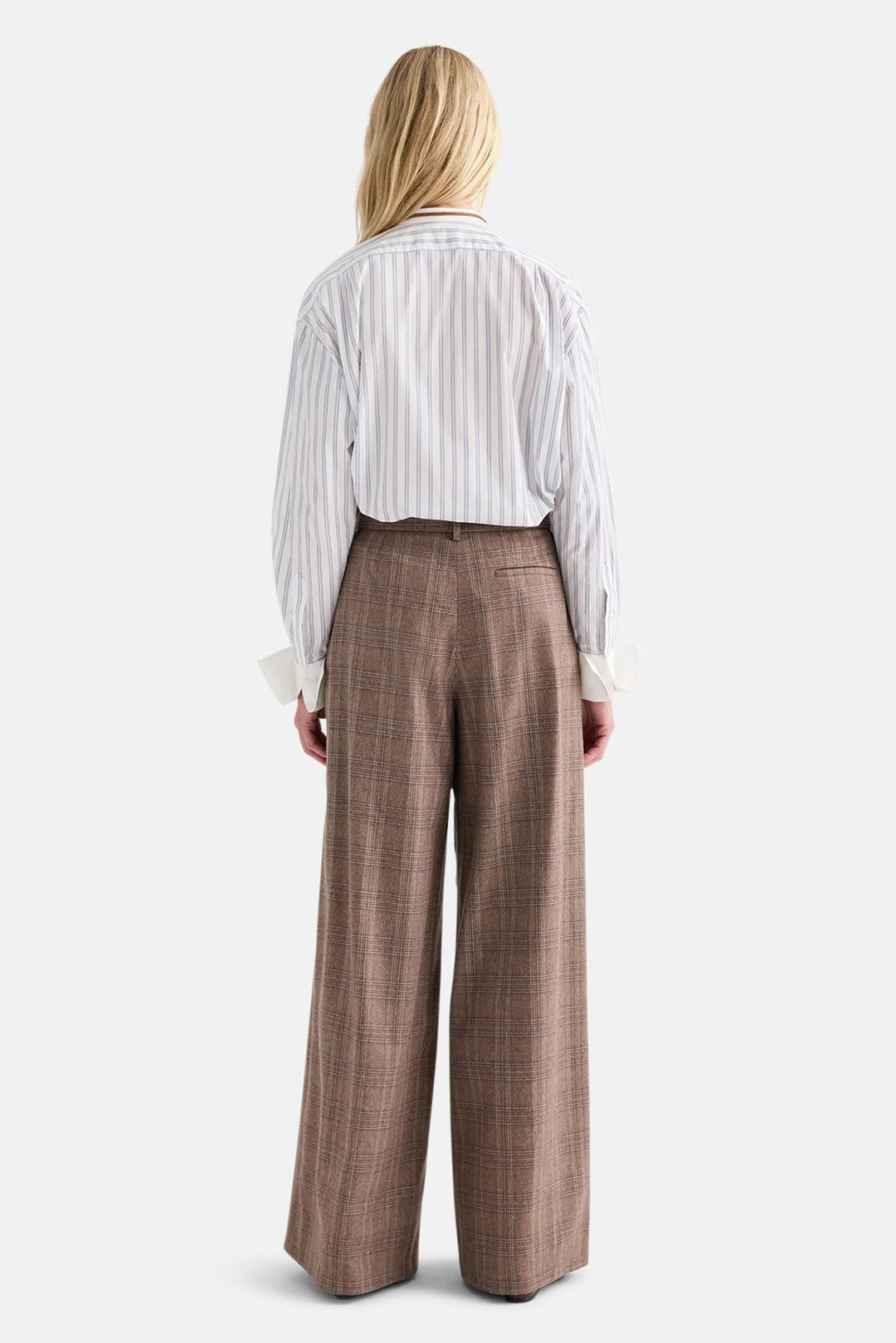 Avery Pant In Glen Plaid Wool Flannel Brown Multi