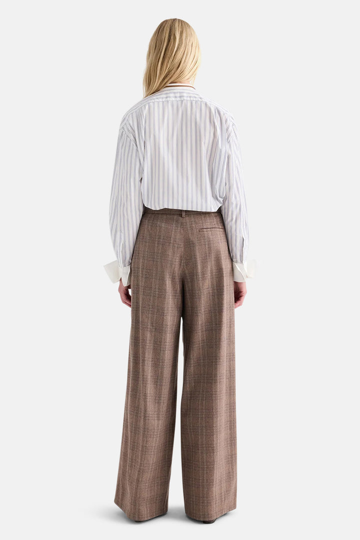 Avery Pant In Glen Plaid Wool Flannel Brown Multi
