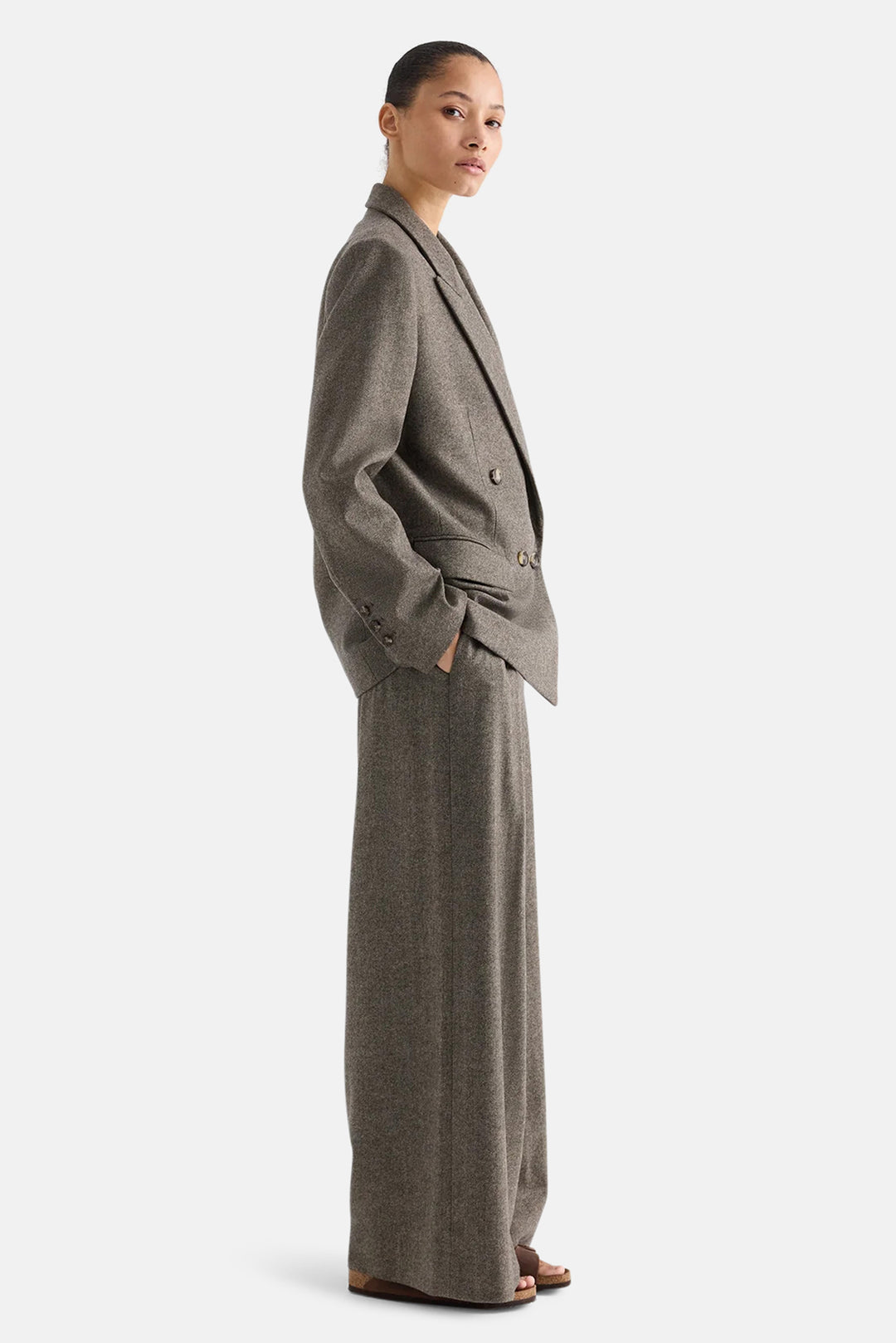 Avery Pant in Wool Cashmere Tea Multi