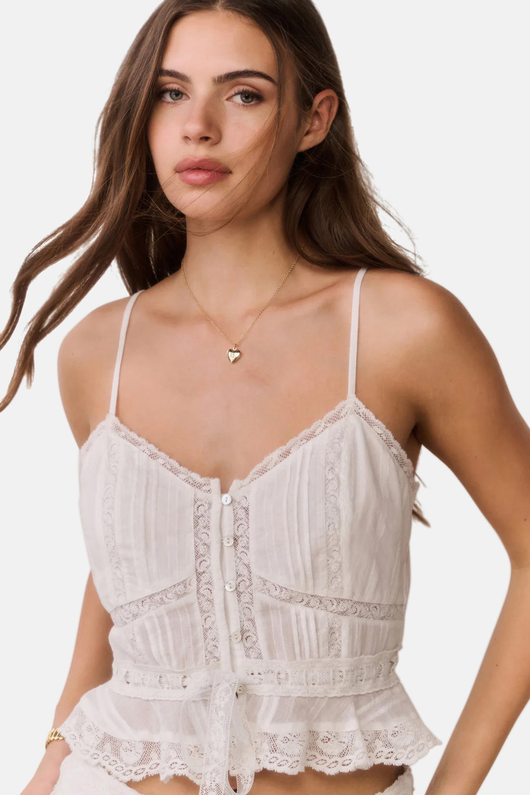 Avra Cotton Victorian Top White
