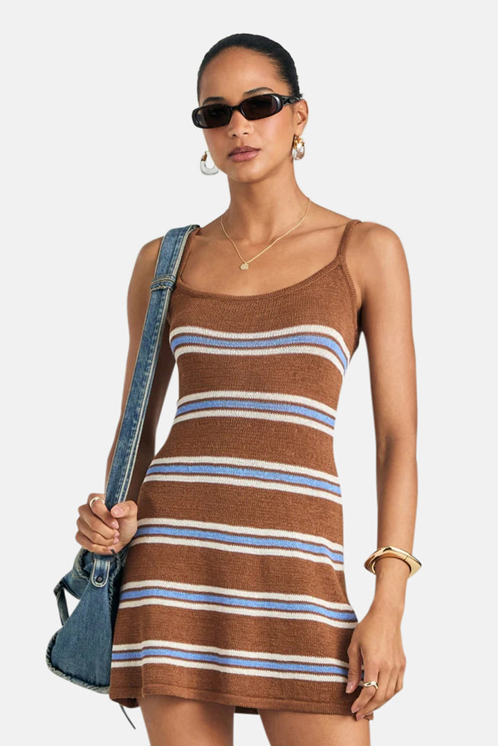 Azriel Knit Mini Dress Cedarwood Stripe