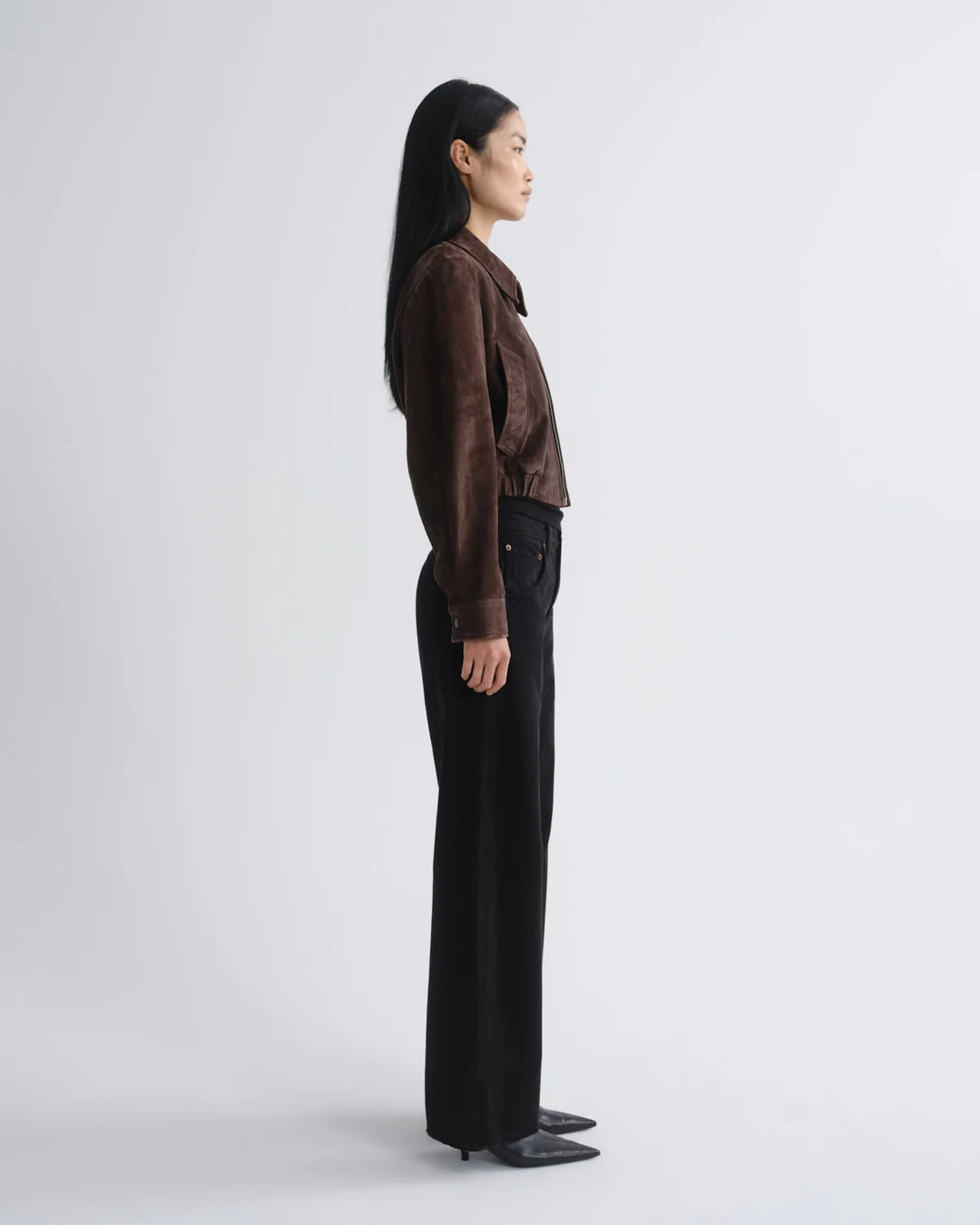 Nahla Cropped Suede Jacket in Root