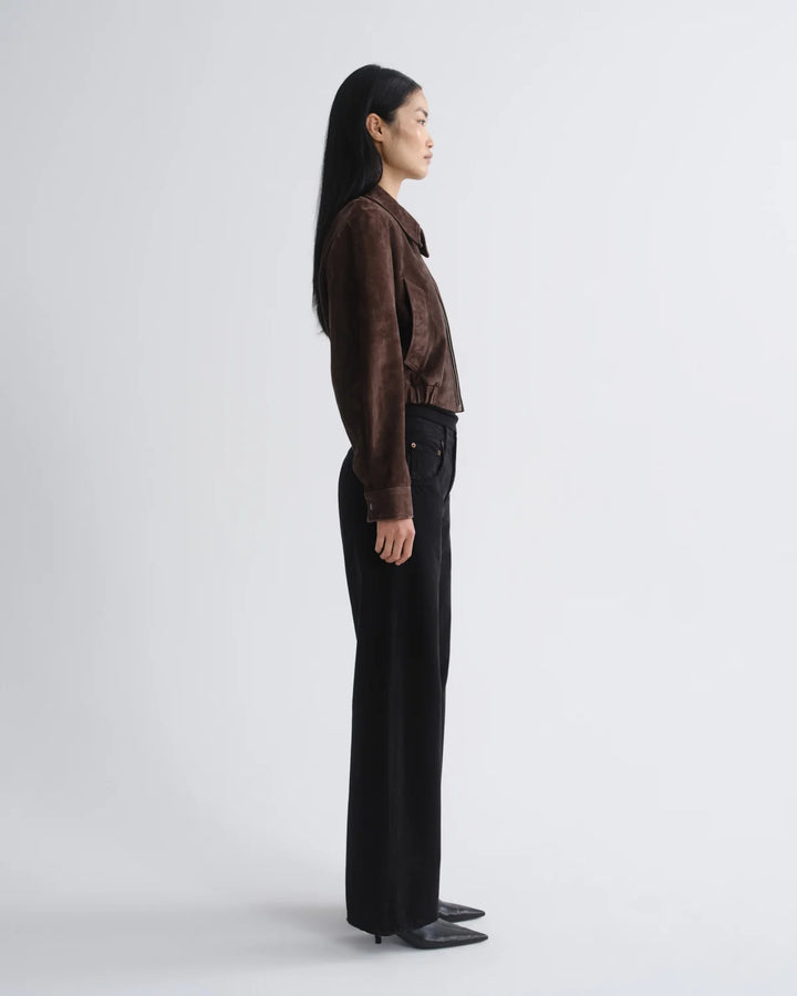 Nahla Cropped Suede Jacket in Root