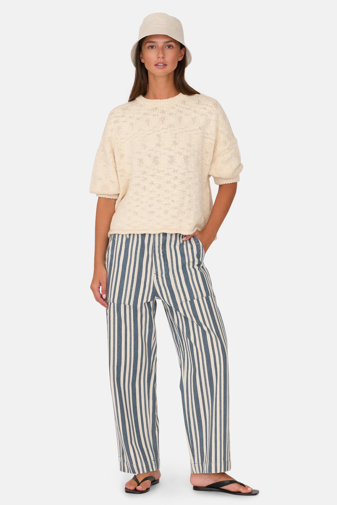 Alex Mid Rise Utility Fisherman Blue Stripe
