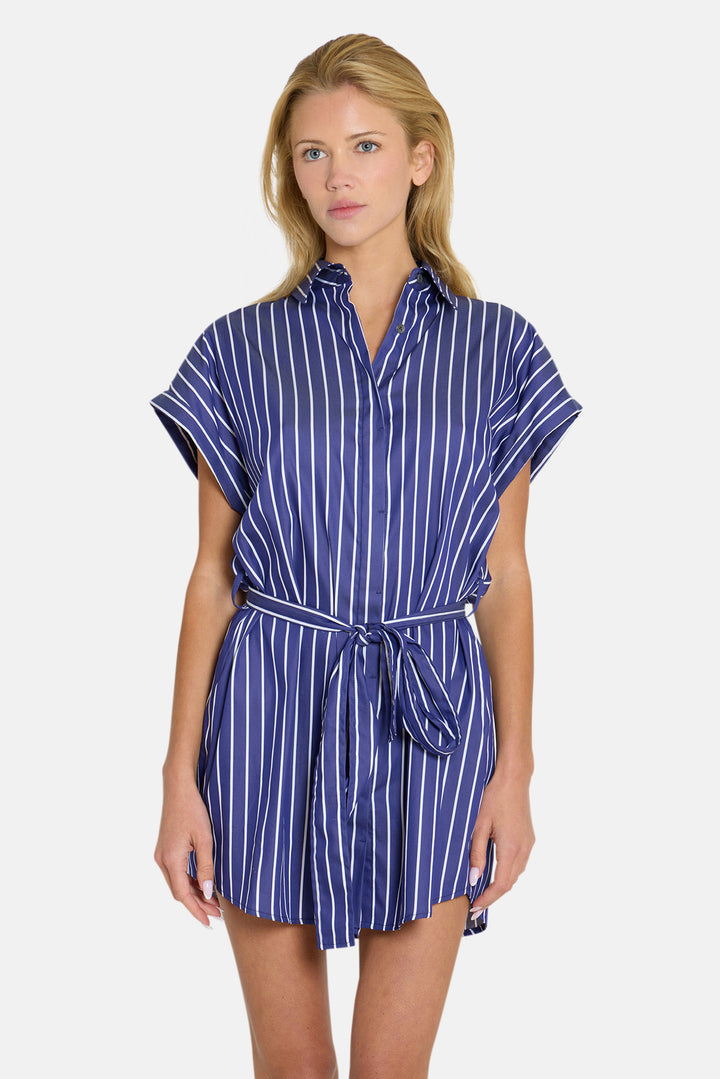 Maidstone Mini Shirt Dress Navy/White Stripe