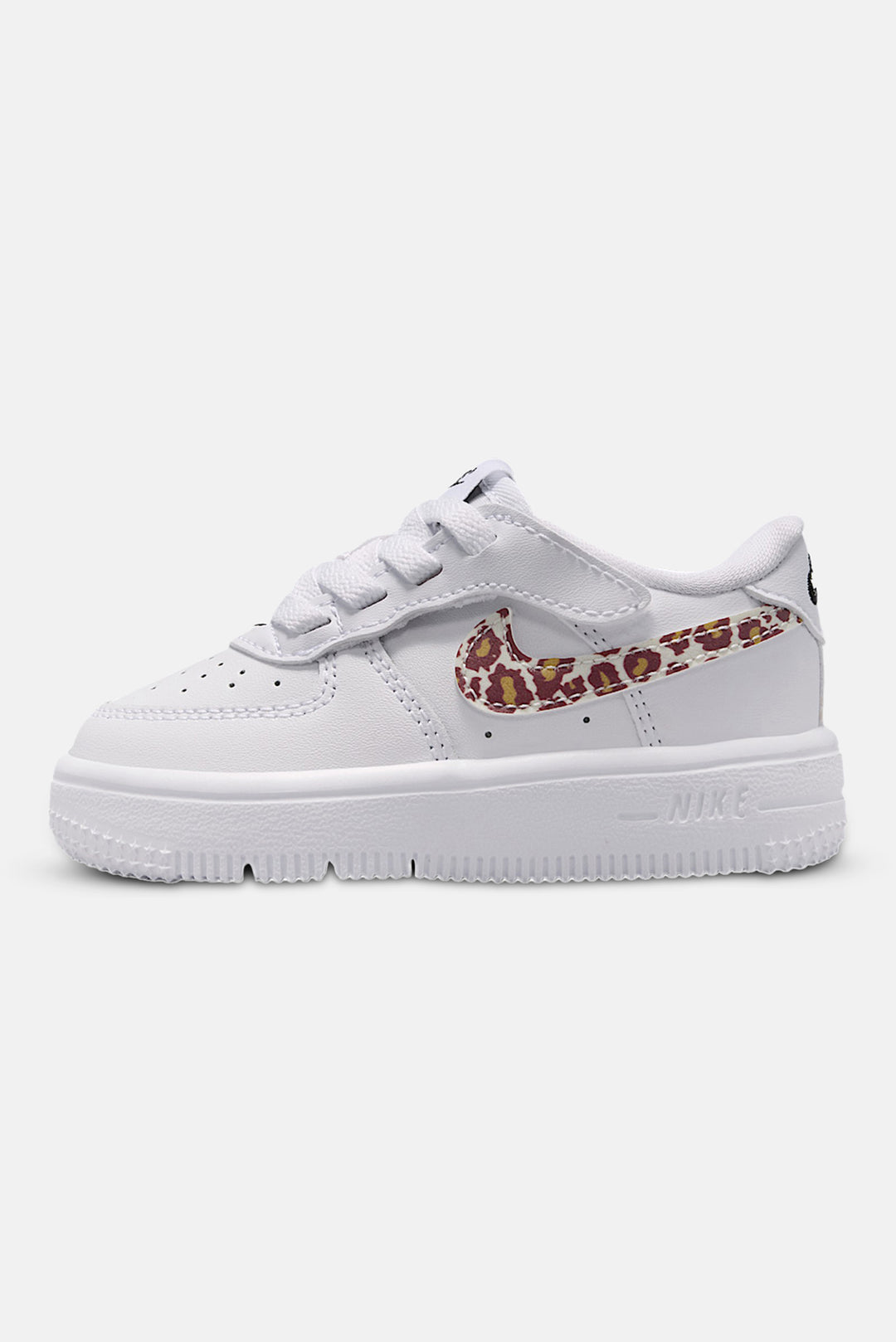 Kid's Force 1 Low EasyOn 'White/Cheetah Swish' (TD)