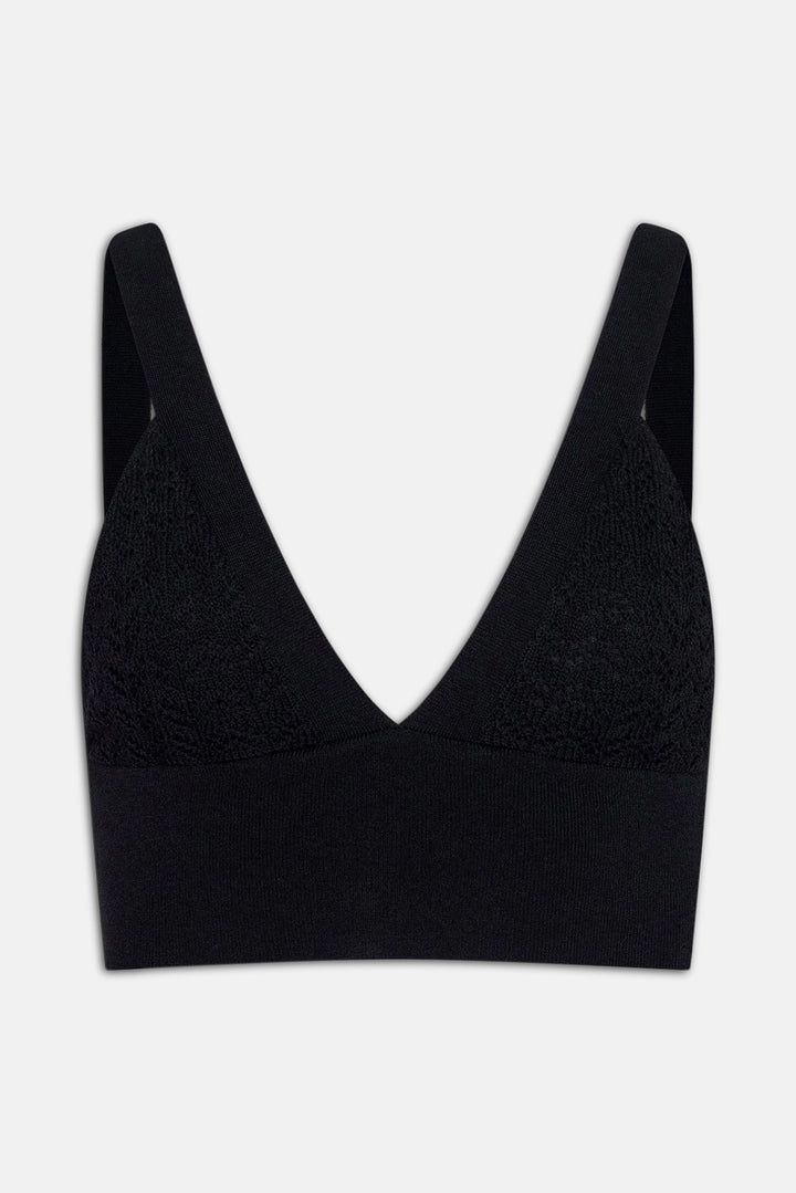 Reverie Pointelle Knit Bralette Black