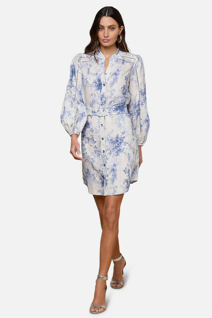 Kiersten Dress Ivory/Blue Watercolor Lace Paisley