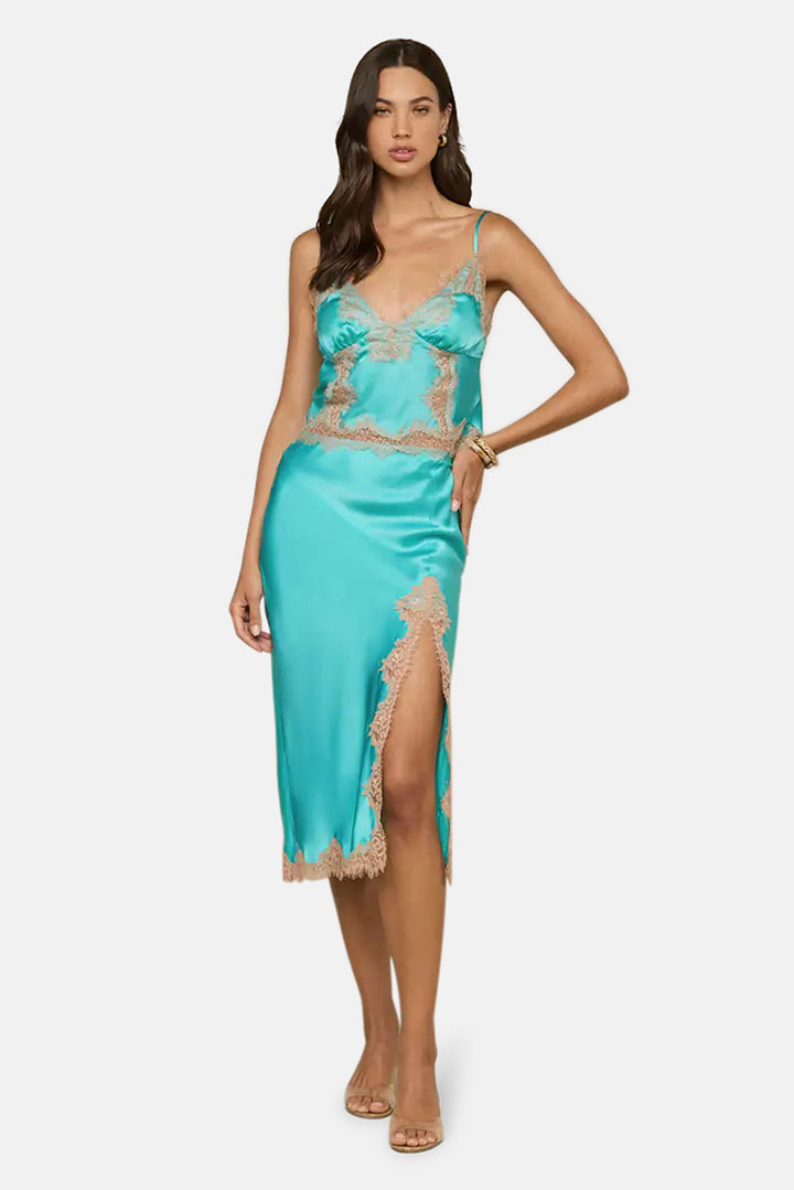 Kimber Silk Lace Camisole Cyan/Cappuccino