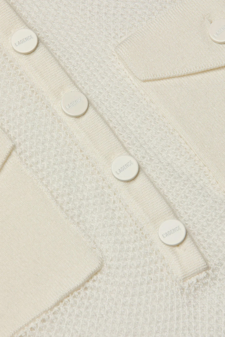 Carine Pointelle Collared Sweater Ivory