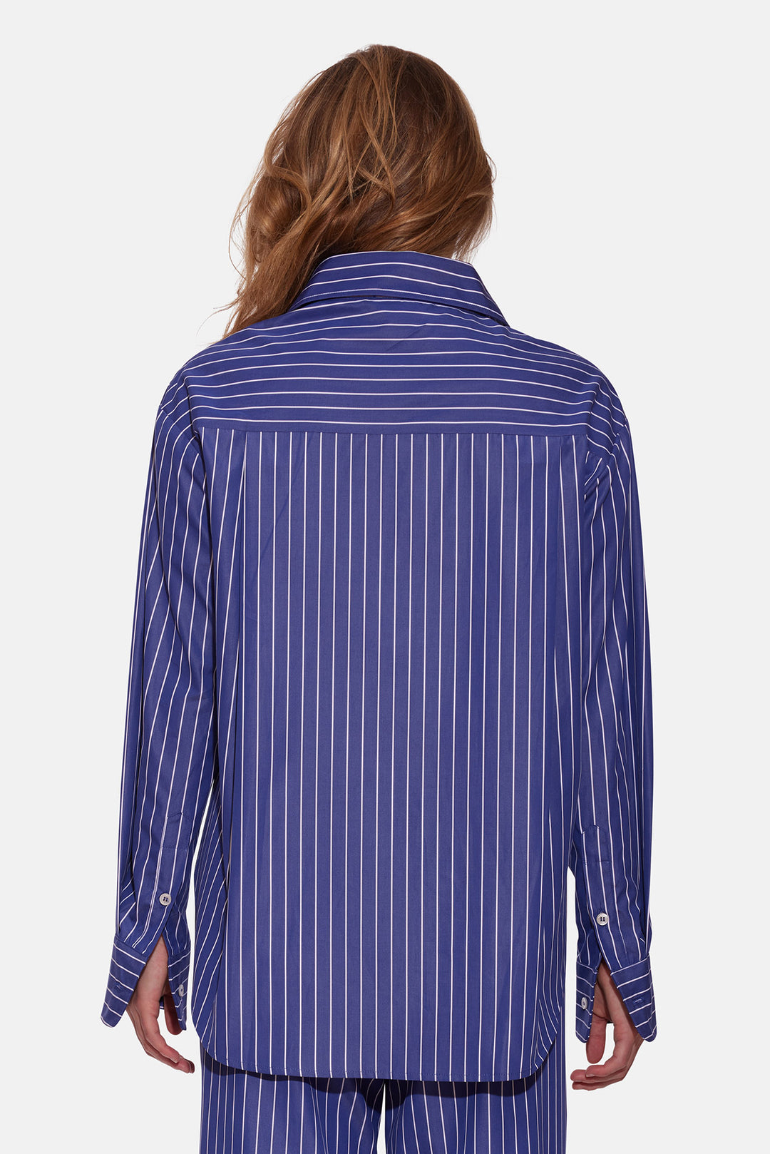 Lily Poplin Boyfriend Shirt Navy/White Stripe