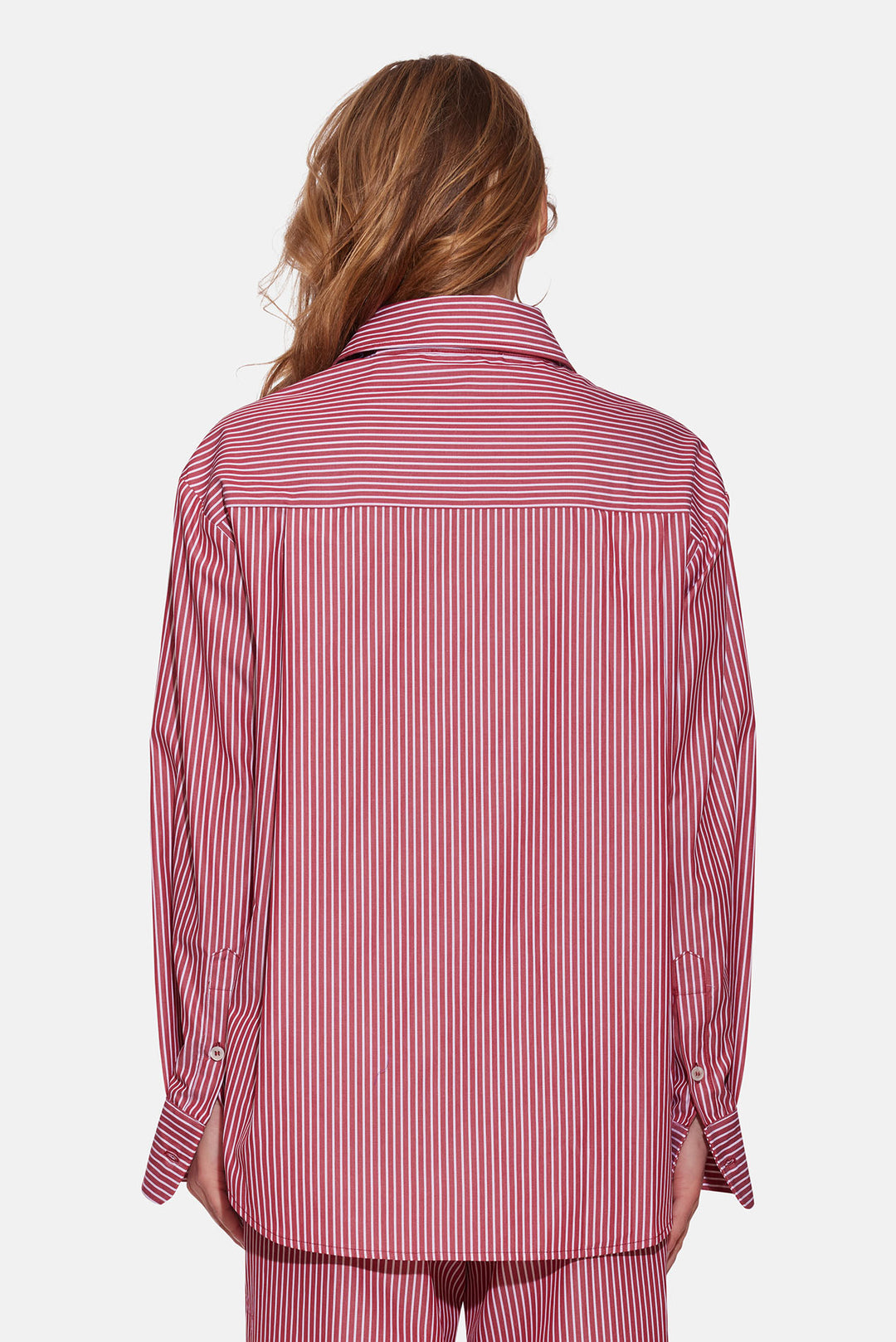 Lily Poplin Boyfriend Shirt Red/White Stripe
