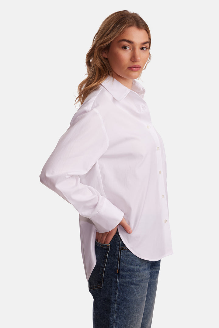 Lily Poplin Boyfriend Shirt White