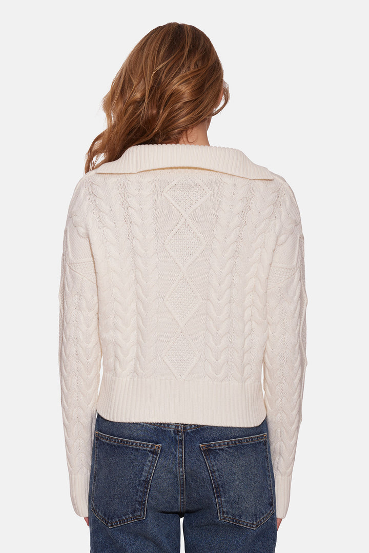 Natalie Cable Knit Sweater White