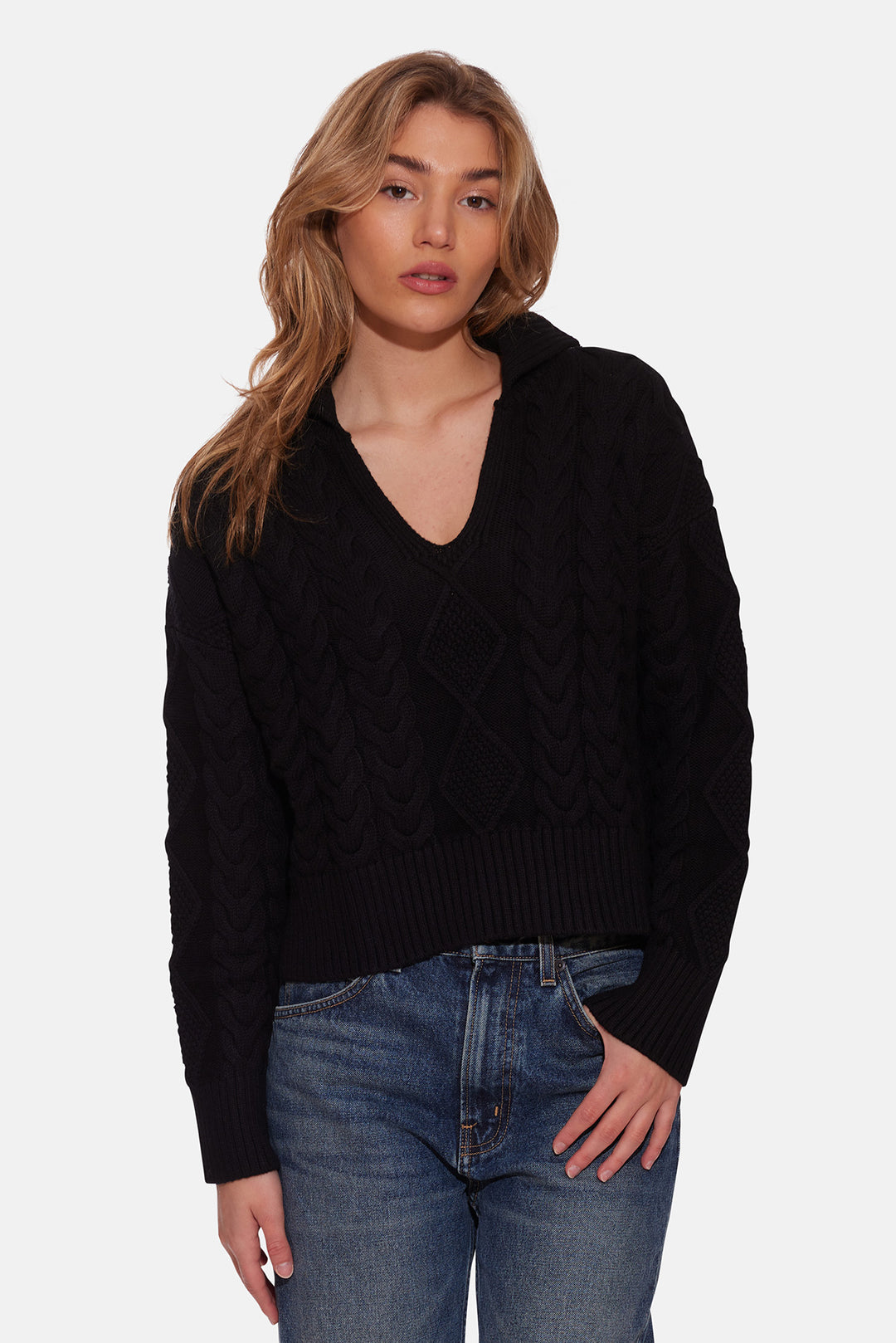 Natalie Cable Knit Sweater Coal