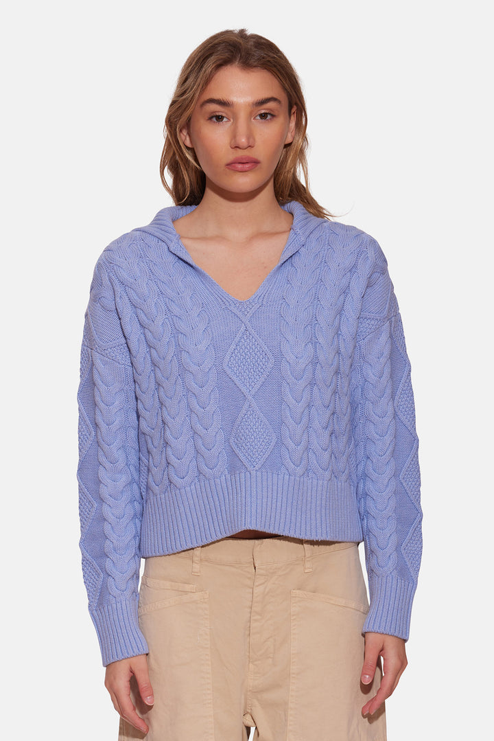Natalie Cable Knit Sweater Blueberry