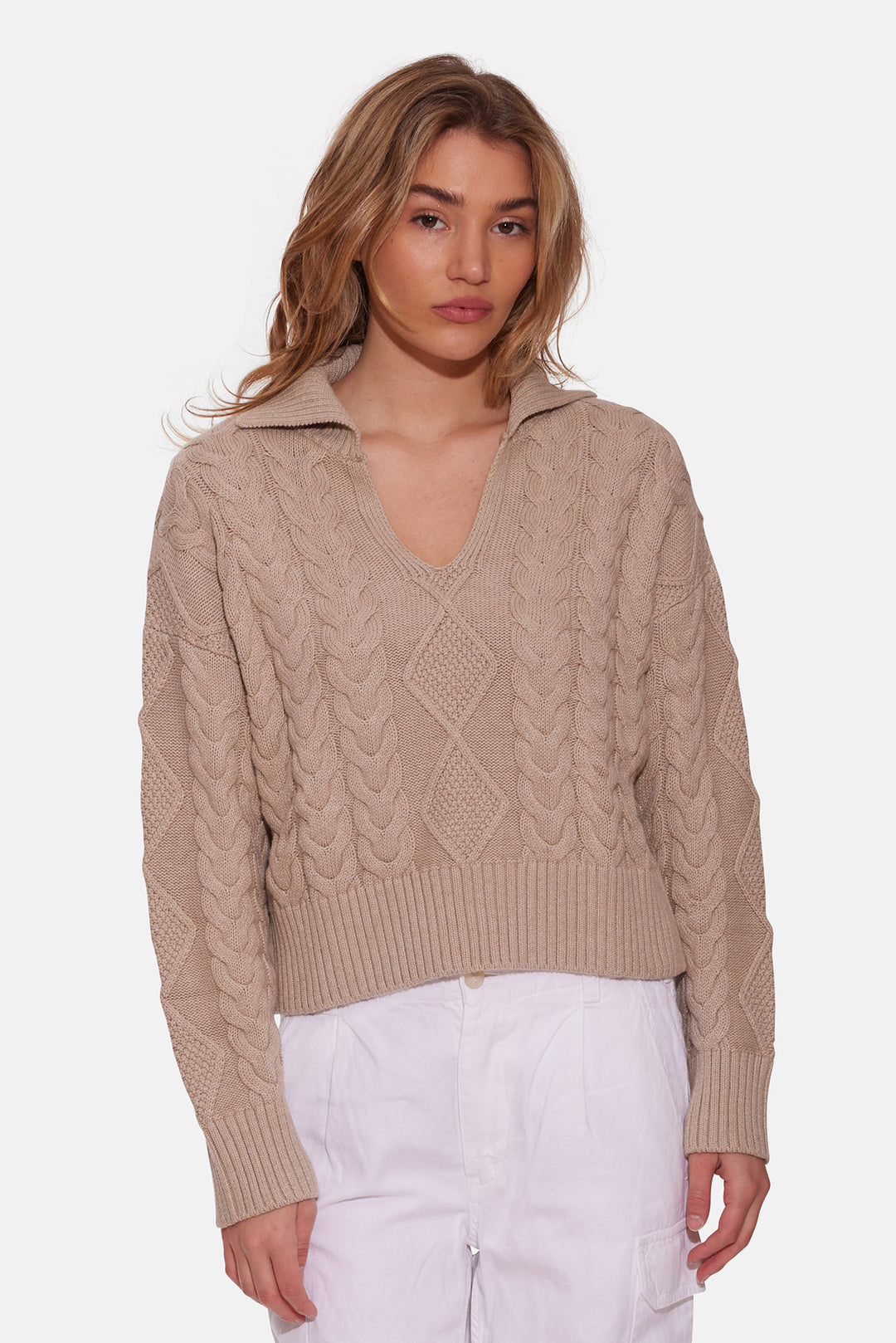 Natalie Cable Knit Sweater Latte