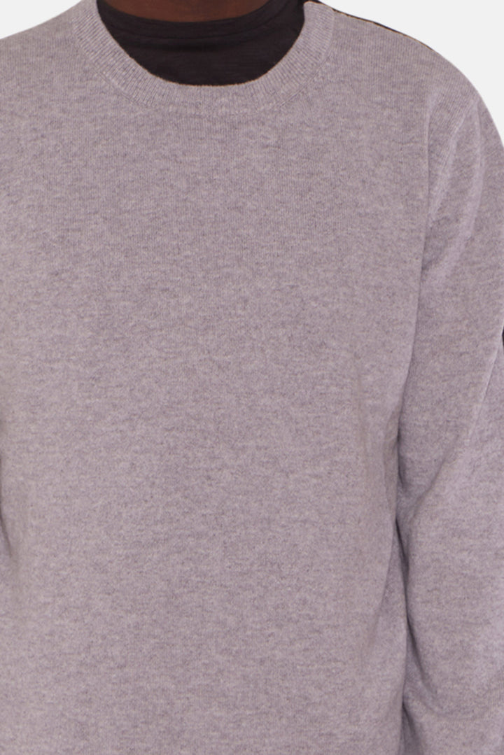 Men's Two Tone Crewneck Cashmere Sweater Grey/Black