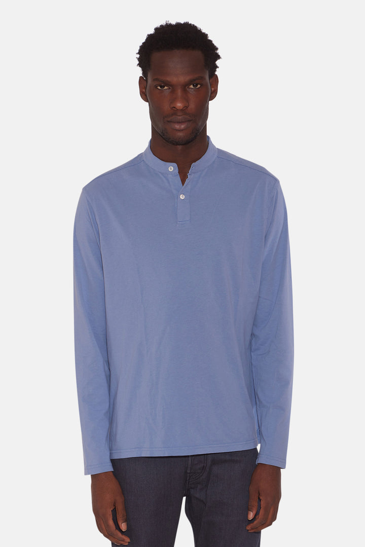 Organic Henley Long Sleeve Blue