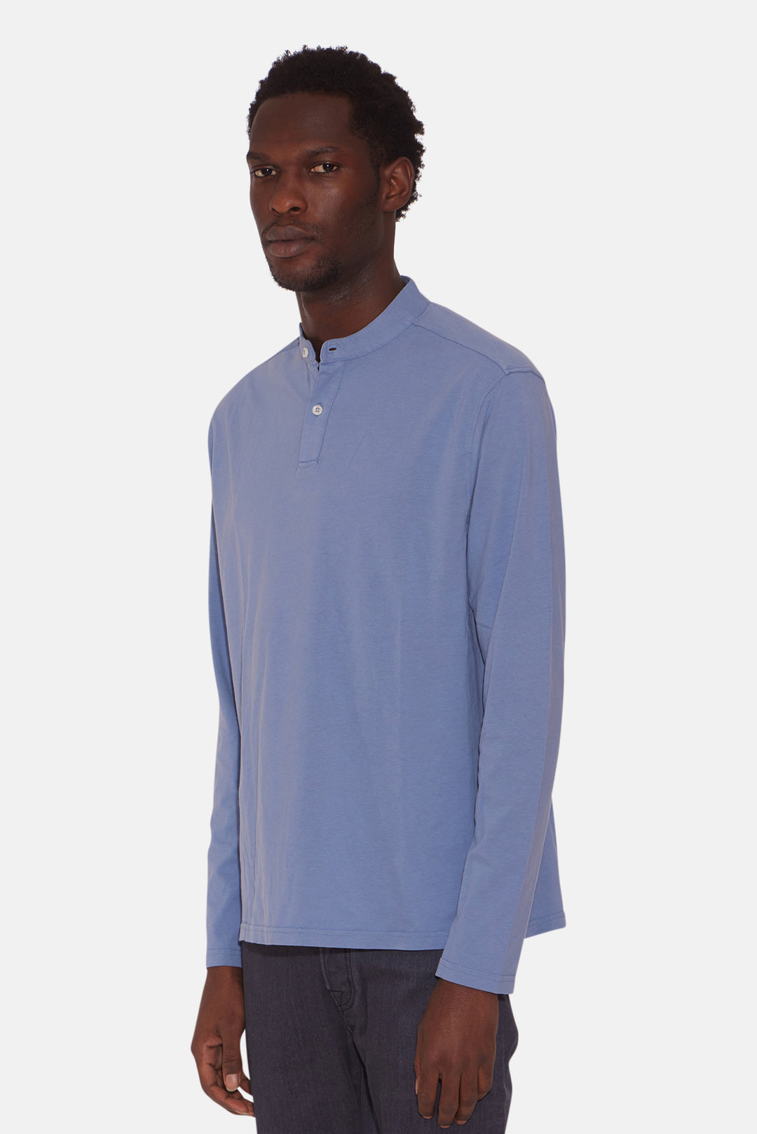 Organic Henley Long Sleeve Blue