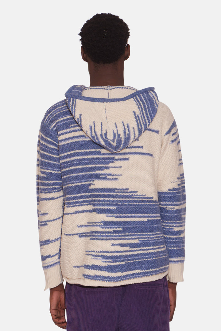 Men's Baja Slit Neck Hoodie White/Blue