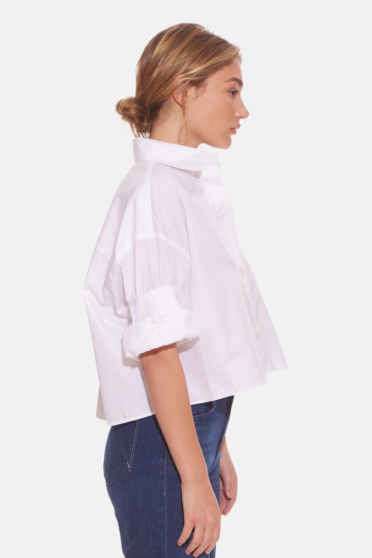 シャツ/ブラウス(長袖/七分) ENFOLD WASHABLE BALLOON CROPPED SHIRT ENFOLD WASHABLE BALLOON CROPPED SHIRT