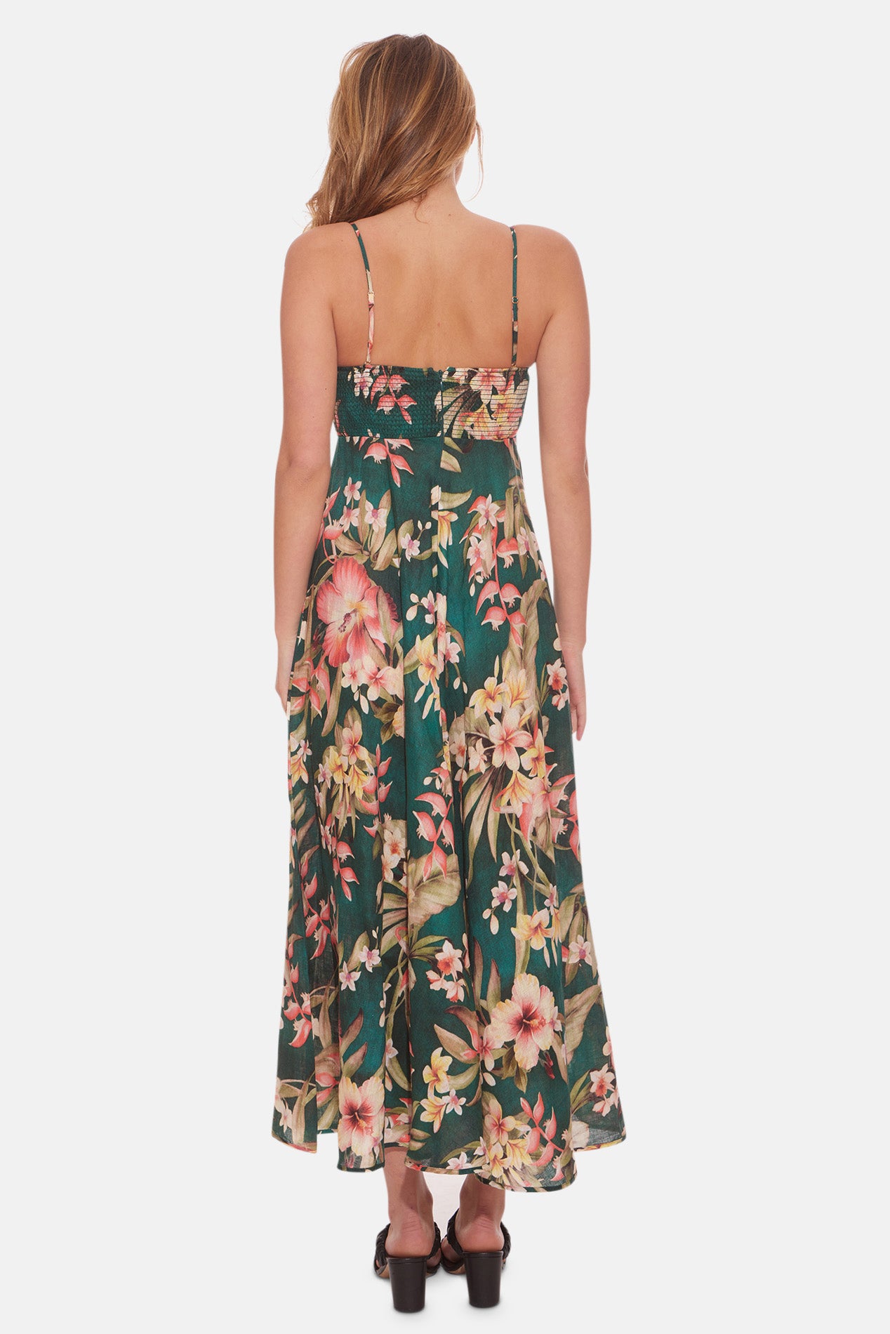 Lexi Bandeau Midi Dress Green Palm – blueandcream