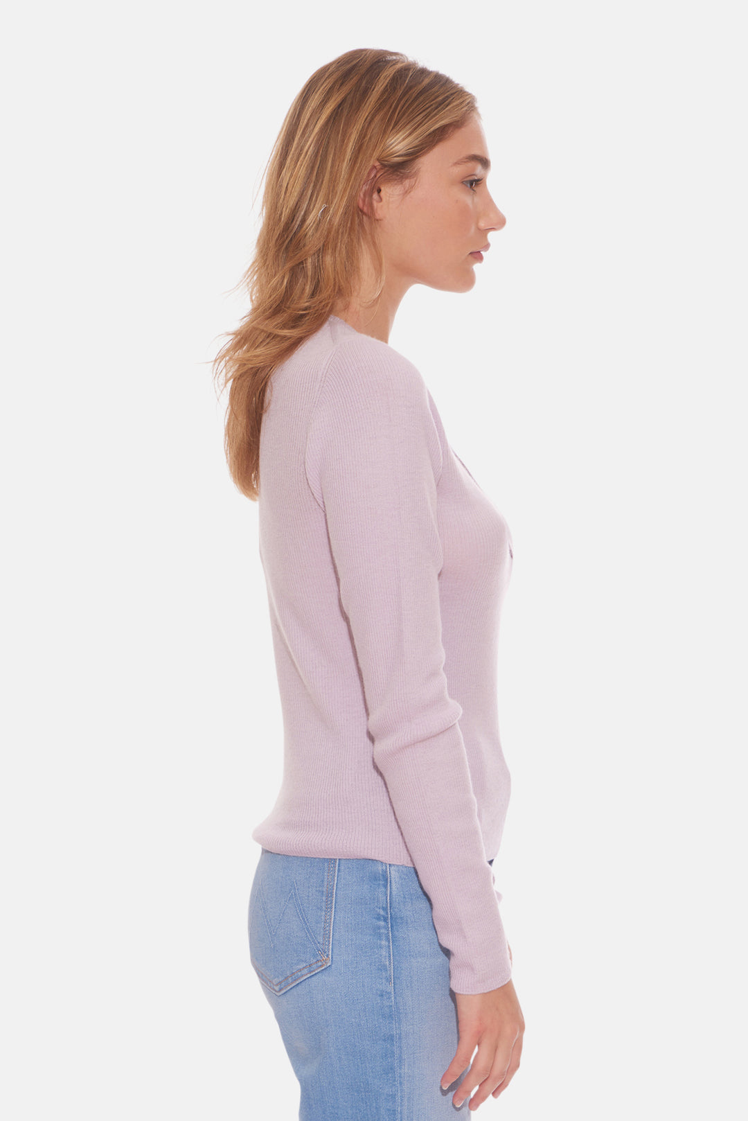 Sylvia Cashmere Henley Sweater Powderpuff