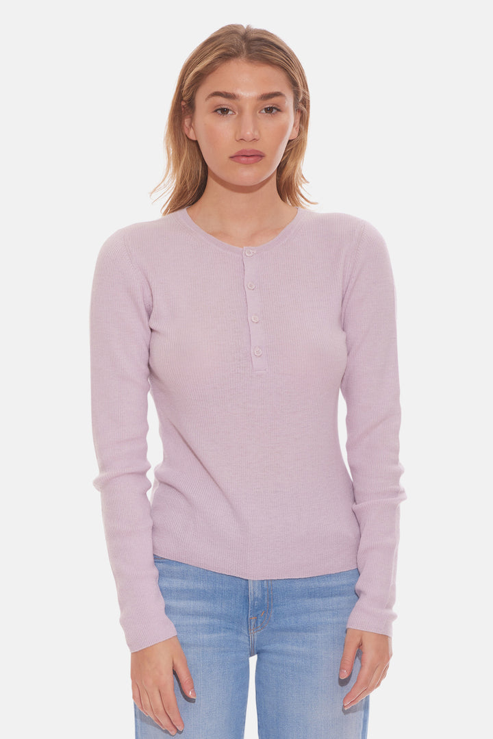 Sylvia Cashmere Henley Sweater Powderpuff