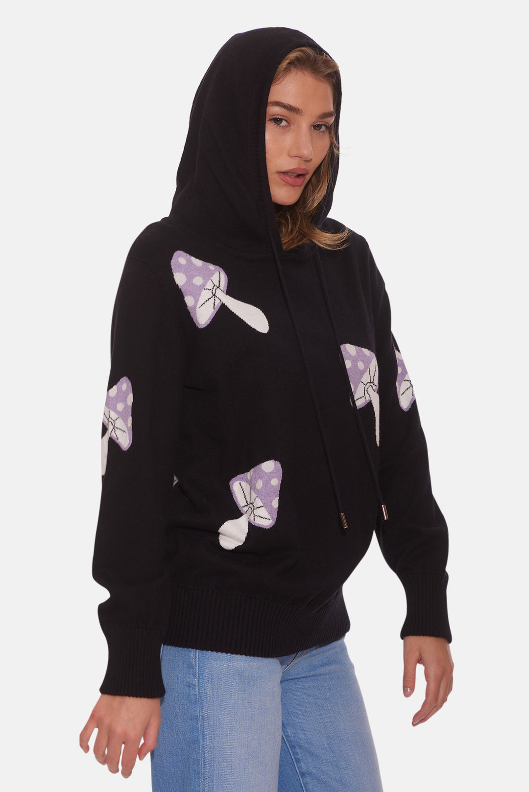 Women's Mushroom Intarsia Pullover Hoodie Multi