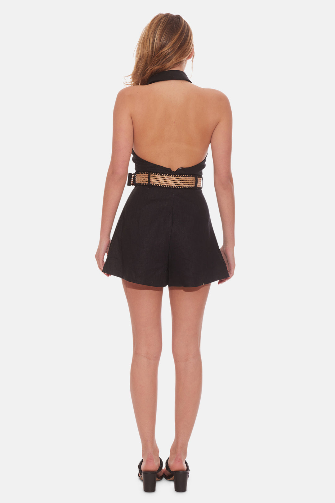 August Halterneck Playsuit Black blueandcream August Halterneck Playsuit Black blueandcream