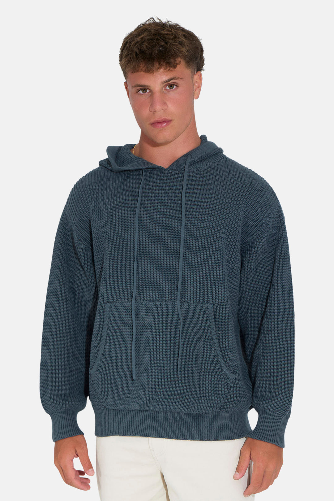 Perry Ribbed Hoodie Dark Jade