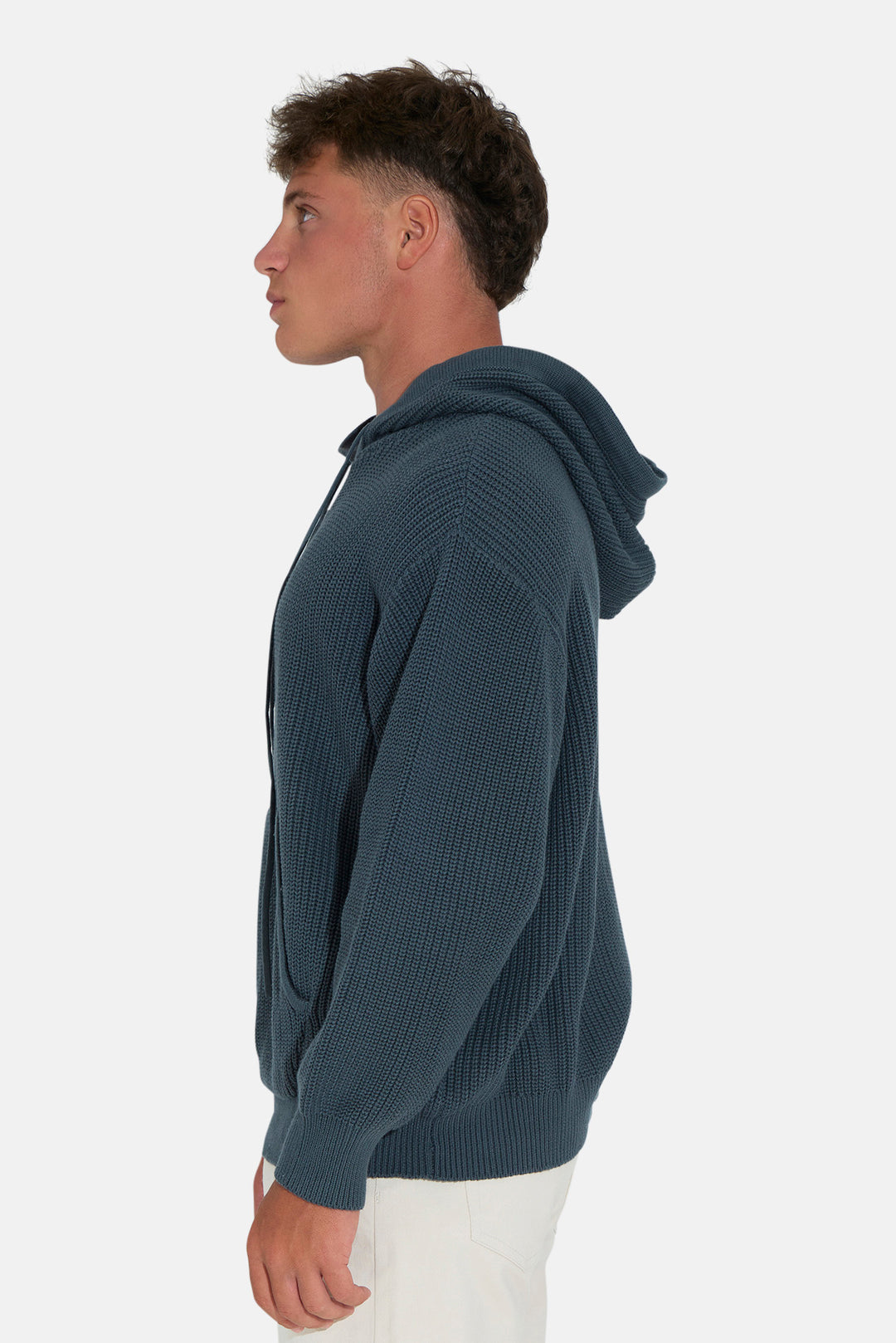 Perry Ribbed Hoodie Dark Jade