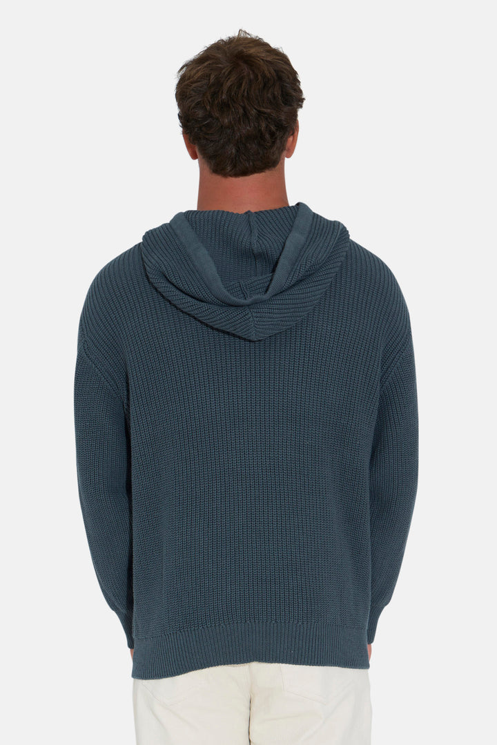 Perry Ribbed Hoodie Dark Jade